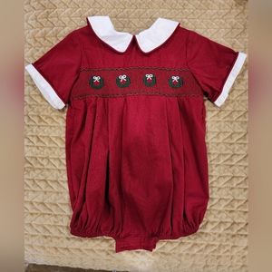 Christmas Wreath Smocked Romper